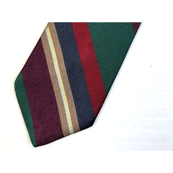 Striped Tie Barnett Bros Classic Burgundy Green Navy 3" W Business Preppy USA - Picture 6 of 9